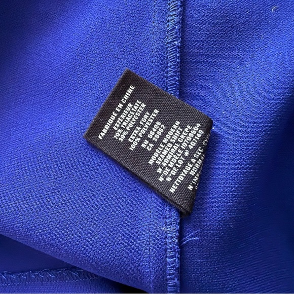 Theory Modern Short Sleeve Seamed Shift Fit and Flare Dress in Royal Blue - Picture 5 of 7